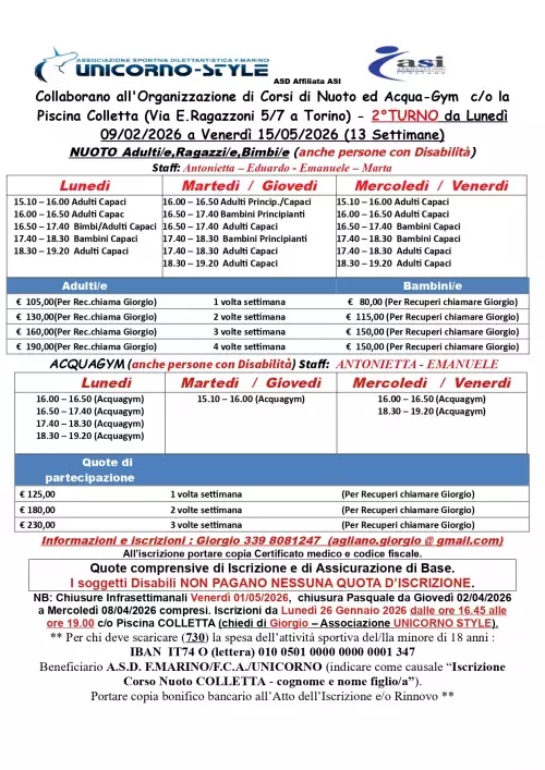 Corso di Nuoto per disabili intellettivi